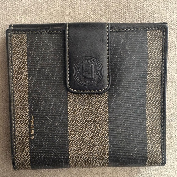 Fendi Handbags - Fendi Black and Tan Striped Wallet